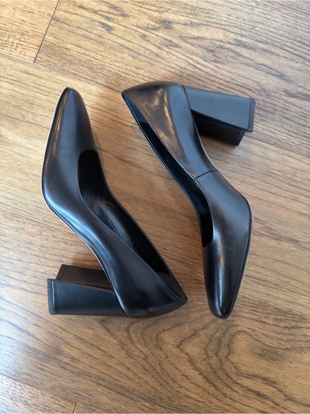 Via Spiga Black Block Heel Pumps